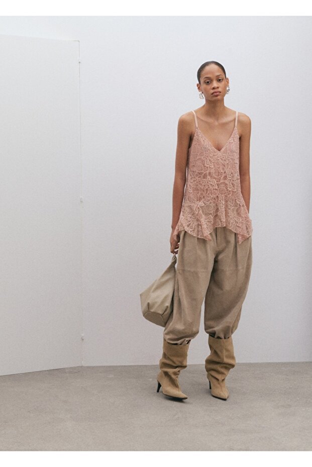 Fırfırlı dantel bluz - 2