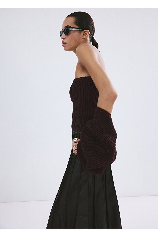 Balon kollu örgü hırka - 7