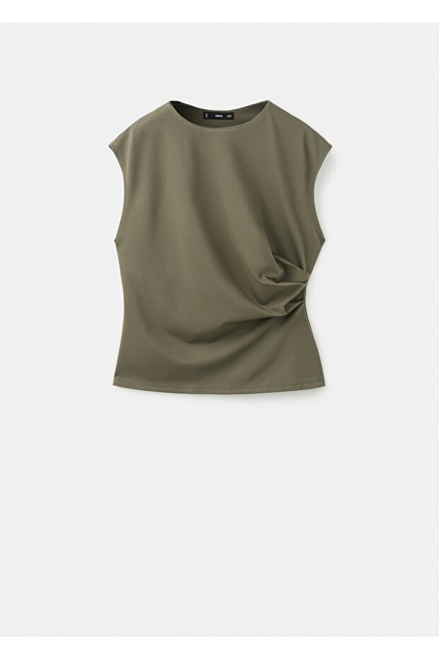 Büzgü detaylı tişört - 3