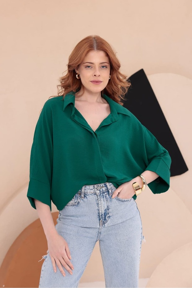 Dirsek Kol Dökümlü Salaş Gömlek HKN34 - 6