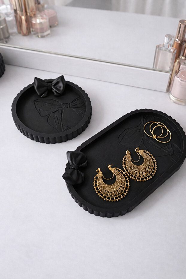 2-Piece Ribbon Jewelry Organizer – Decorative Tray