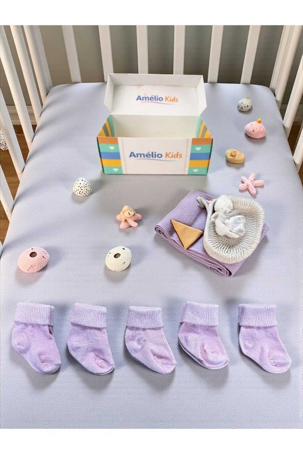 Organic Cotton Unisex 5-Piece Boxed Premium Newborn Baby & Children's Socks