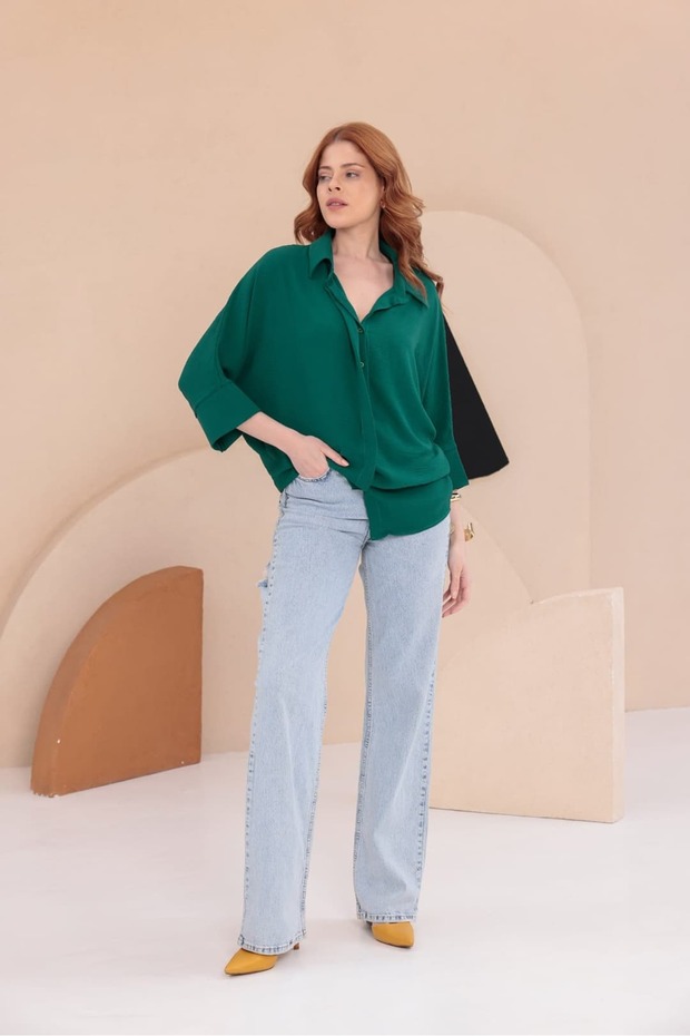 Dirsek Kol Dökümlü Salaş Gömlek HKN34 - 4