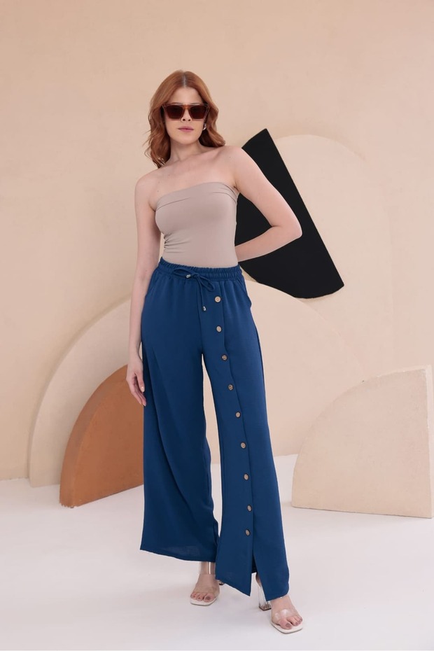 بنطلون كوكونات مزين بأزرار HKN34 - 5