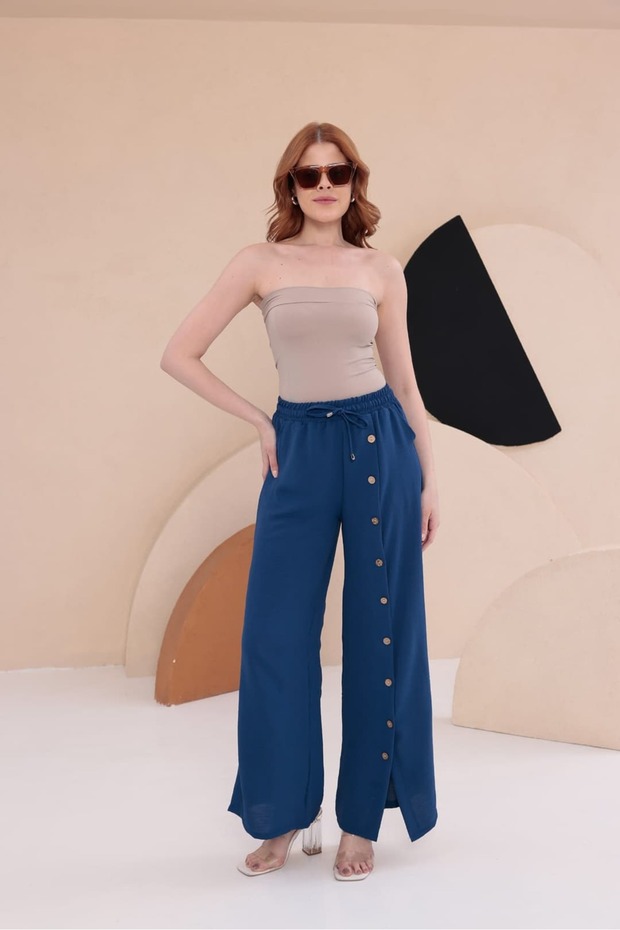 بنطلون كوكونات مزين بأزرار HKN34 - 2