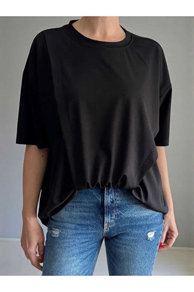 Asimetrik Akış Basic Siyah Bluz - 3