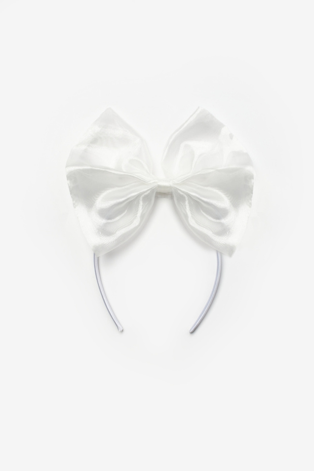 White Organza Bow Girl's Crown