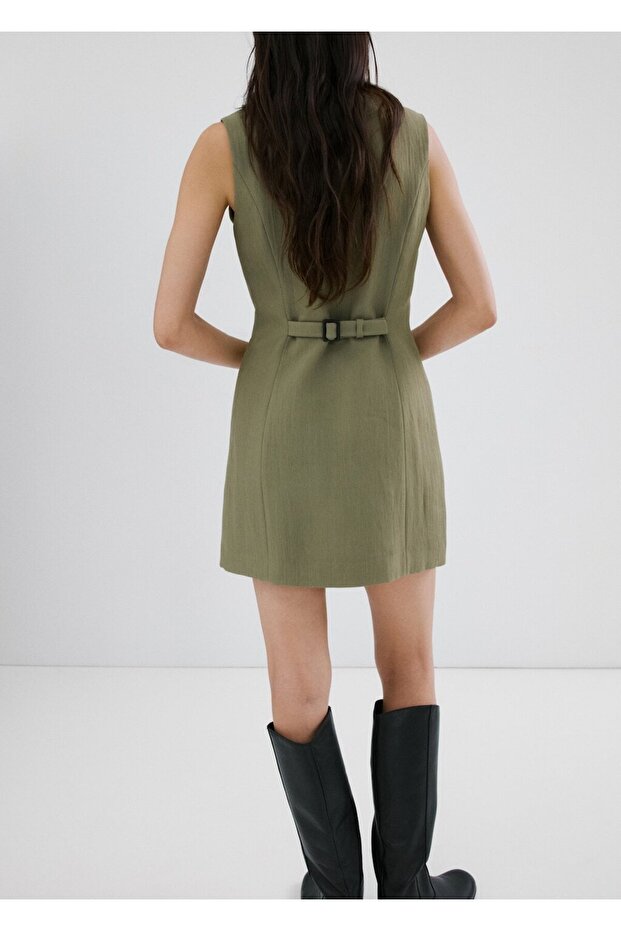 Düğmeli kısa elbise - 4