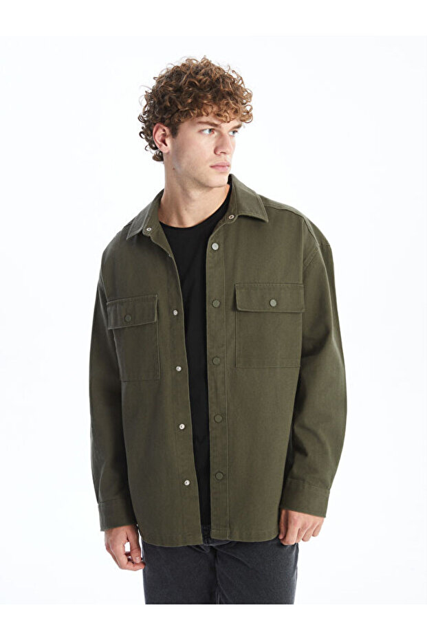 Comfortable Fit Gabardine Men's Shirt Jacket