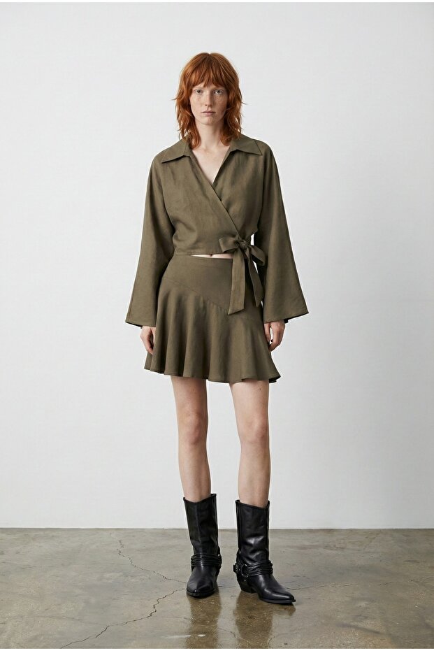 Women's Flared Mini Skirt with Shorts-Lining