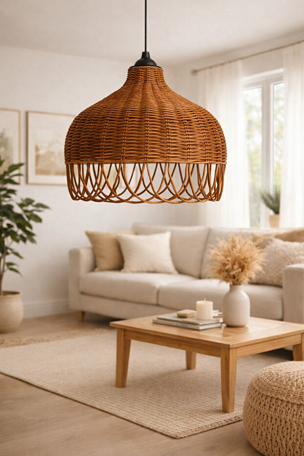 Bambu hasır Rattan avize - 1