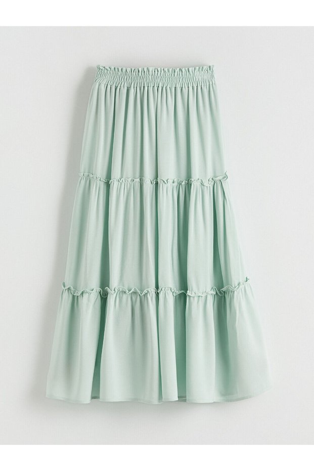 Two Mt Shop Quality Green Girls' Layered Skirt with Elastic Waist