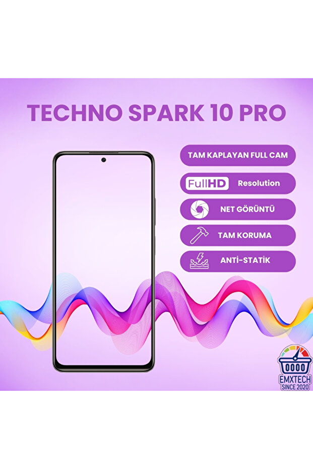 TECNO SPARK 10 PRO زجاج متوافق تمامًا مع تقنية الحماية من الكهرباء الساكنة ومقاوم للخدش