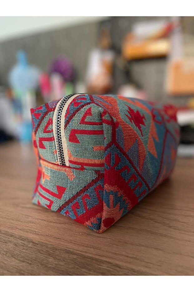 Gingham Patterned Makeup Bag Multi-Purpose Handbag - 2