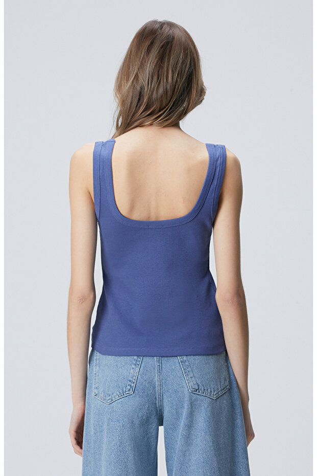 Mavi Basic Örme Atlet - 5