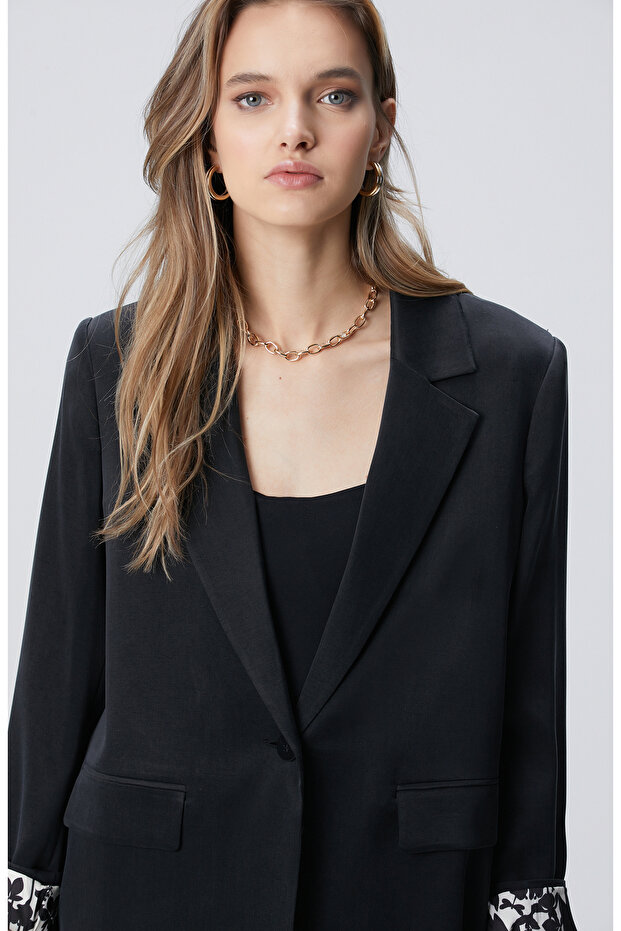Siyah Cupro Blazer Ceket - 2