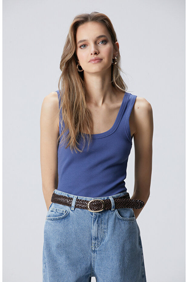 Mavi Basic Örme Atlet - 1