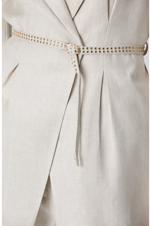 Bej Melanj Keten Mix Ceket - 6