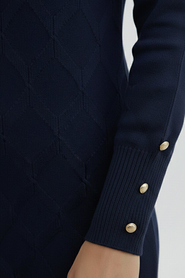 Patterned Tunic N3288 Navy Blue - 3