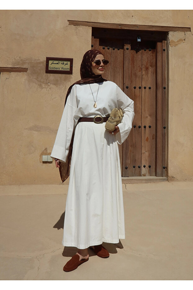 9009 BLUZ❗️KETEN BASİC beyaz - 5