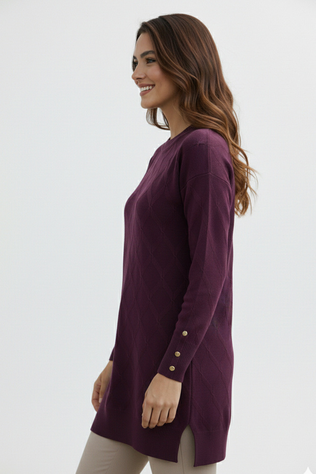 تونيك منقوش N3288 أحمر داكن - 3