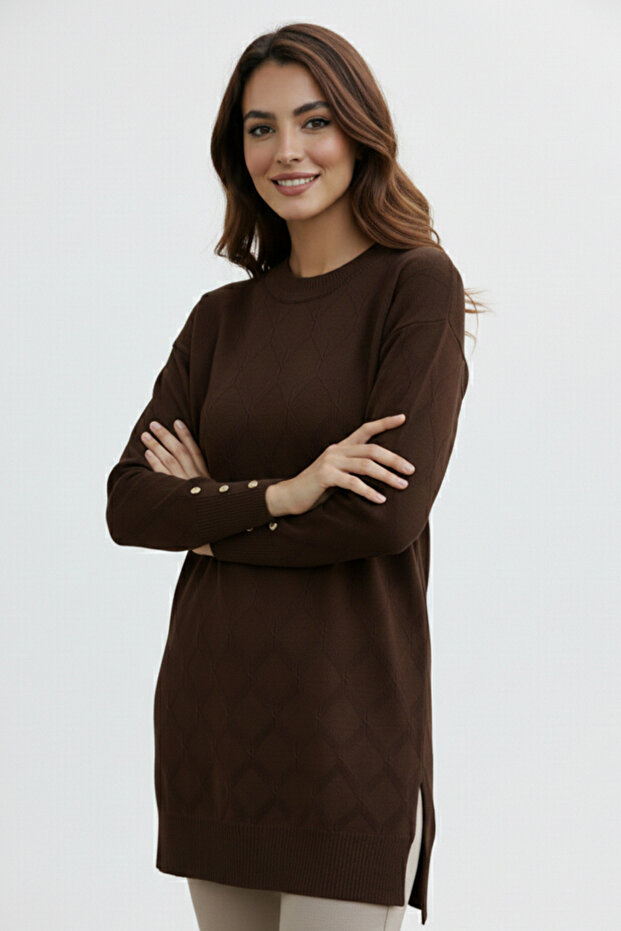 تونيك منقوش N3288 بني - 3