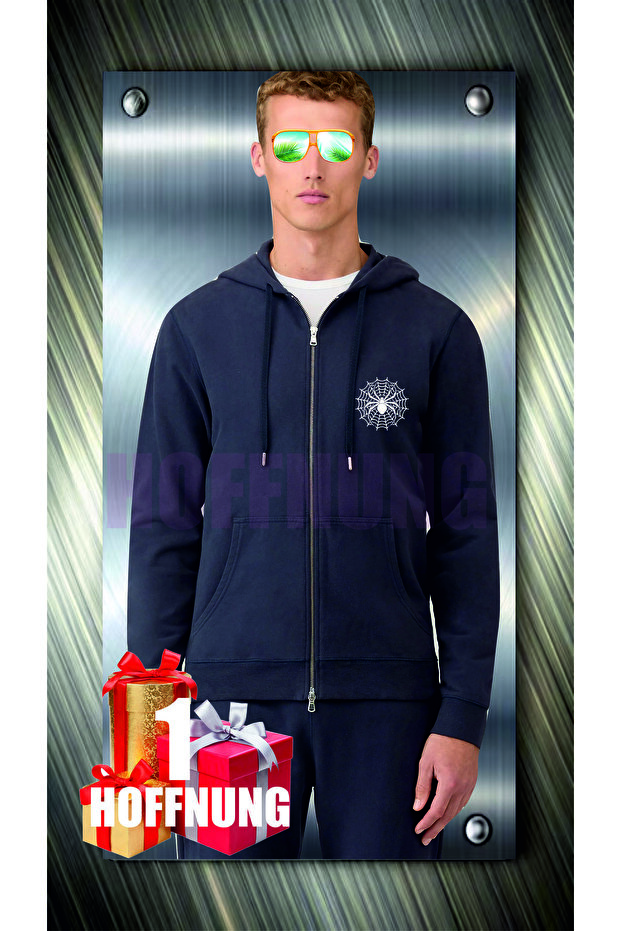 سترة زيب سبايدر منقوشة بخيطين كبيرة الحجم باللون الأسود - 2