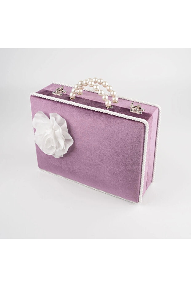 Velvet Chest Dowry Box Quran Box (Lilac, Hollow Box)