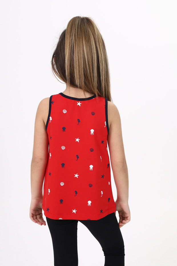 Girl's Printed Crew Neck Basic Undershirt - 3