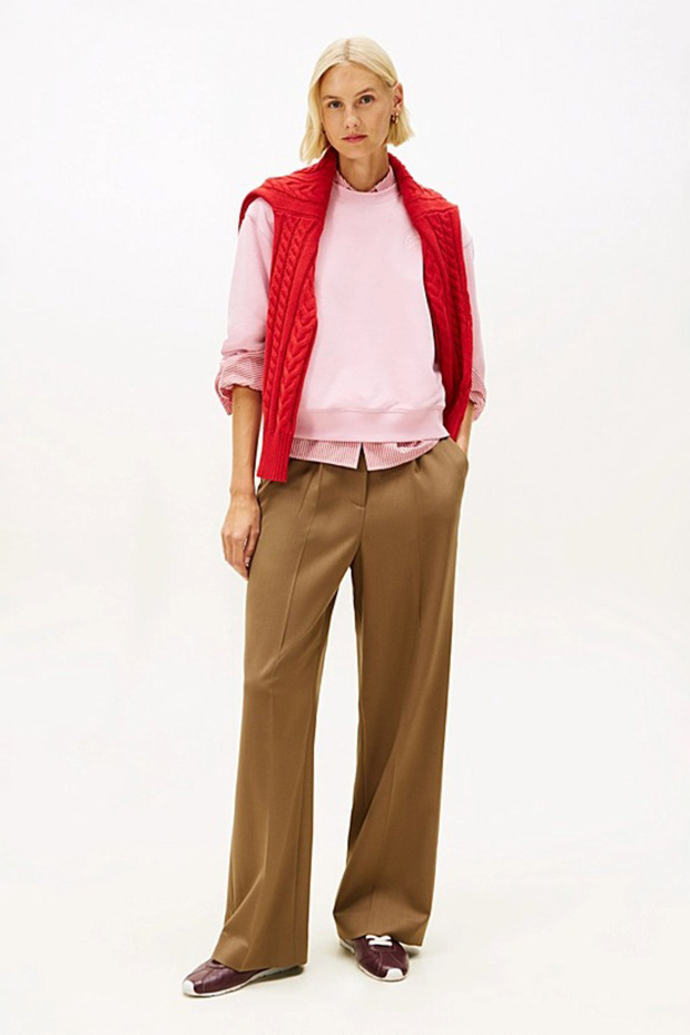 Kadın Th Script Regular Fit Terry Sweatshirt - Pembe - 2