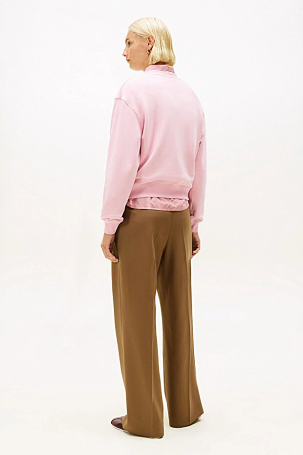 Kadın Th Script Regular Fit Terry Sweatshirt - Pembe - 3