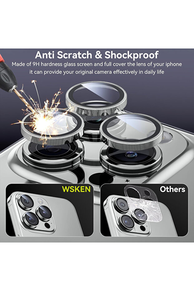 واقي عدسة كاميرا الهاتف المحمول لهاتف آيفون 15 برو، فضي - 2