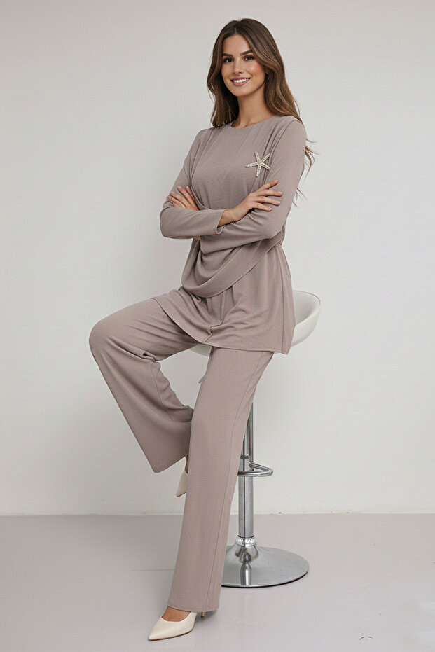 طقم مزدوج بمشبك M3003 مينك - 3