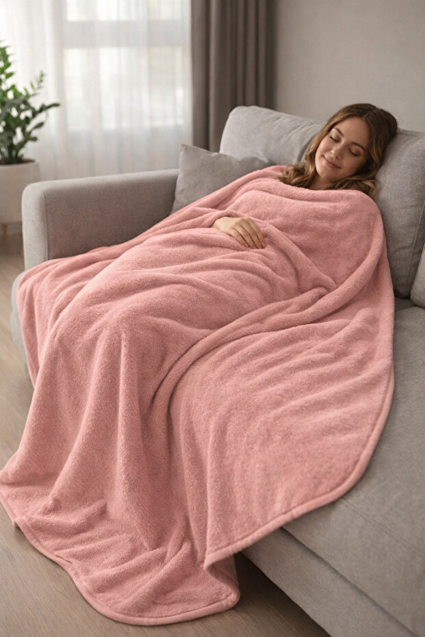 Evoria Wellsoft Plush Double Tv Blanket 200X220Cm | Powder