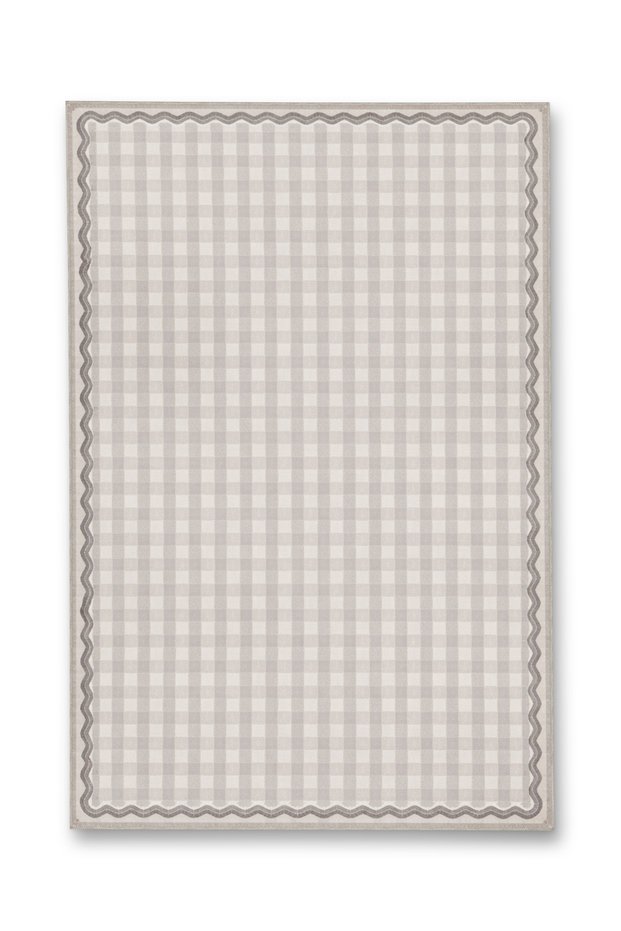 Sdt White Checkered Detailed Woven Base Modern Decorative Carpet Sdt267