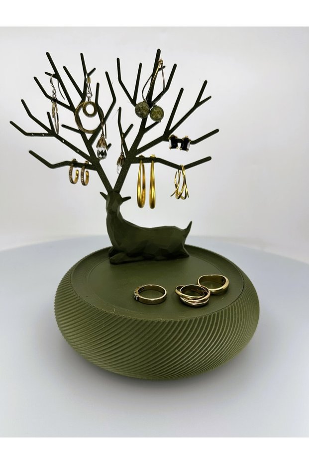Jewelry Organizer Box with Deer Figure – Desktop Jewelry Box with Stand for Necklaces, Earrings, and Rings