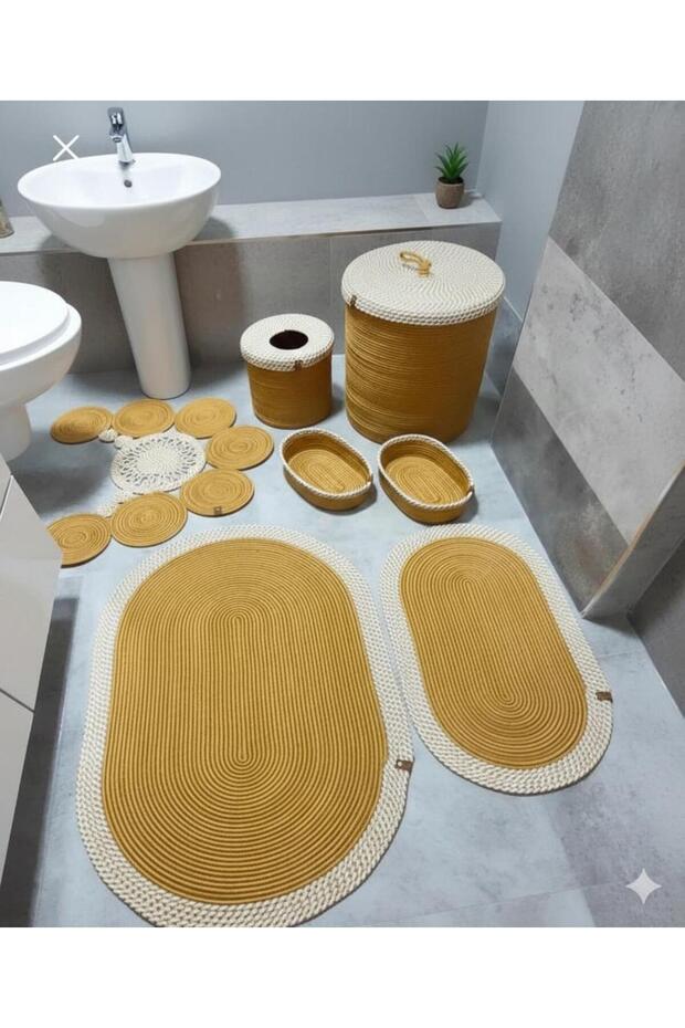 Jute, Wicker, Bathroom Set, Bath Mat, Mat Set, Makeup Basket, Bath Bucket, Toilet Mat,