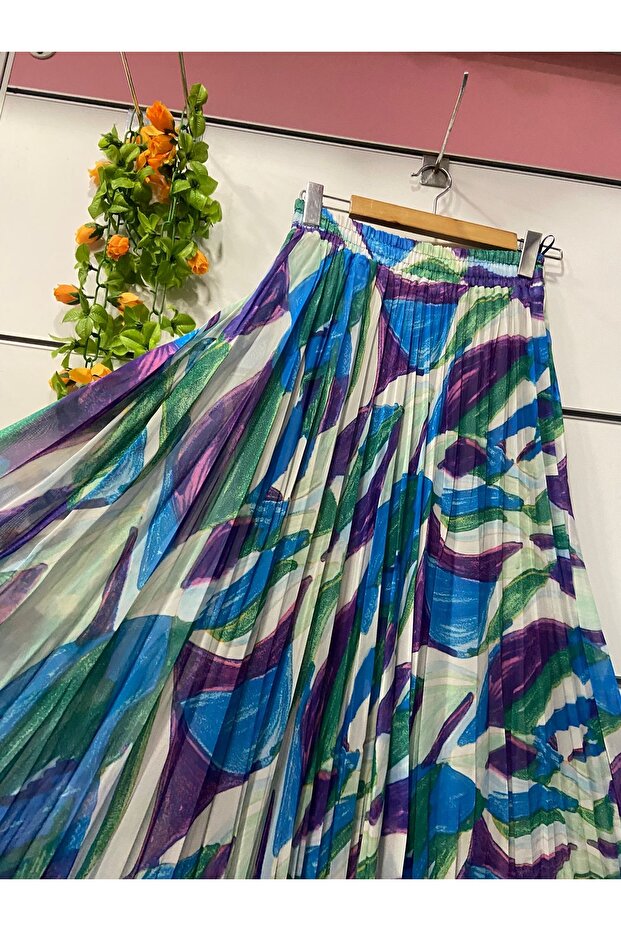 تنورة شيفون منقوشة مع بطانة - 3