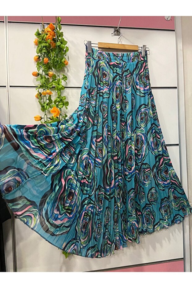 تنورة شيفون منقوشة مع بطانة - 1