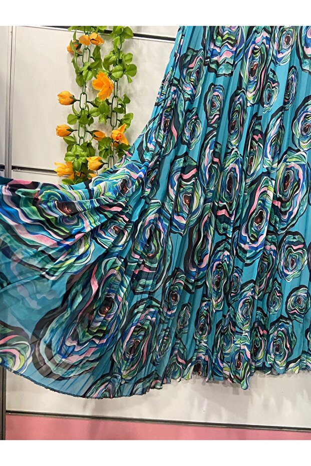 تنورة شيفون منقوشة مع بطانة - 3