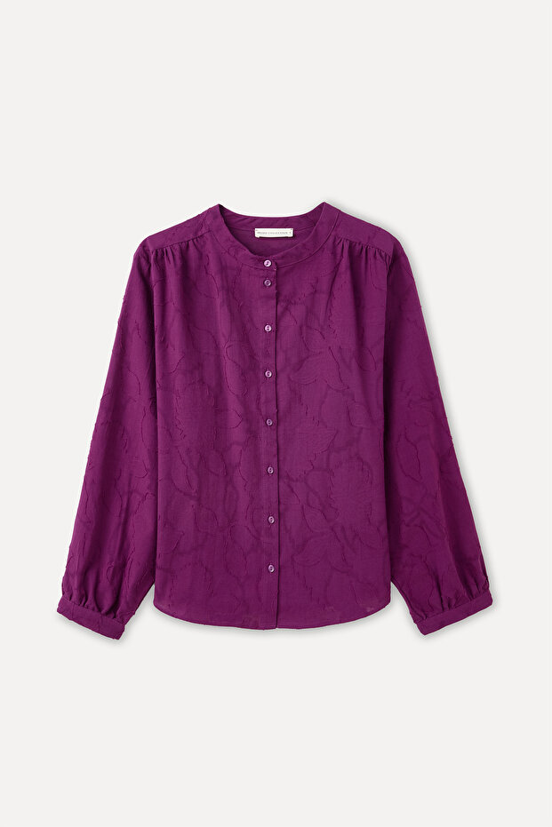 بلوزة بأكمام طويلة مطرزة بأزرار - 1