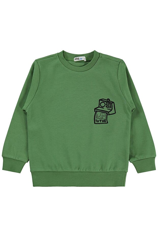 Camera Printed Sweatshirt for 2-5 Years Old - Green 4-5 Years Old