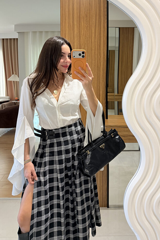 Hailey Beyaz İspanyol Kol Gömlek - 3