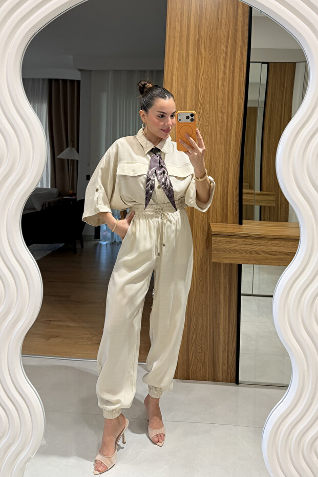 Bielle Bej Fularlı Gömlek - 2