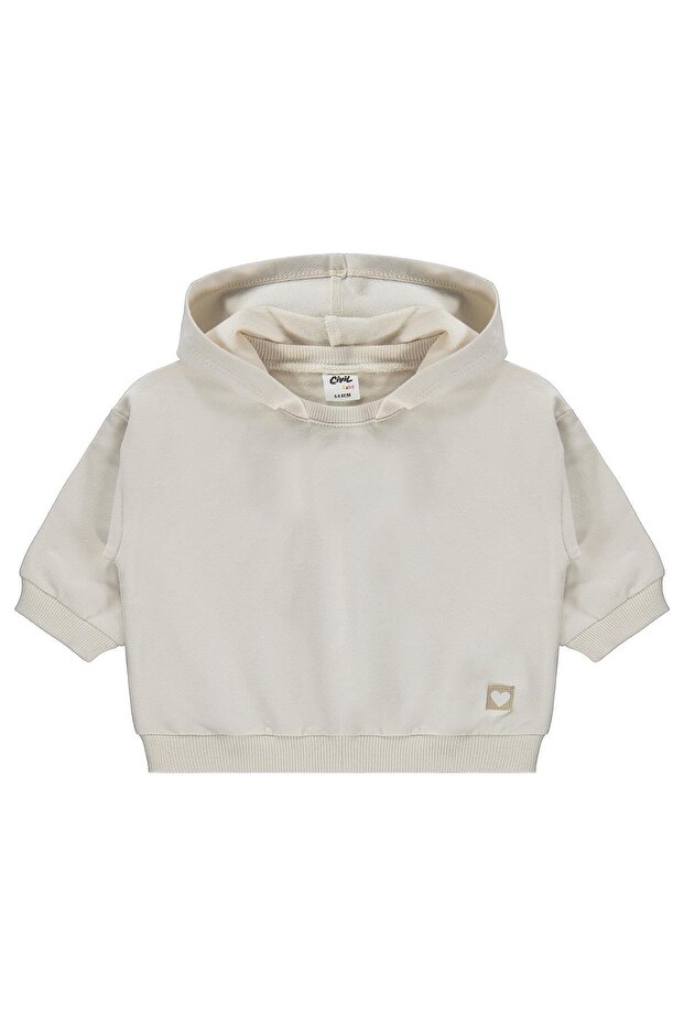 Civil Basic Heart Label Hooded Sweatshirt for 6-18 Months - Beige