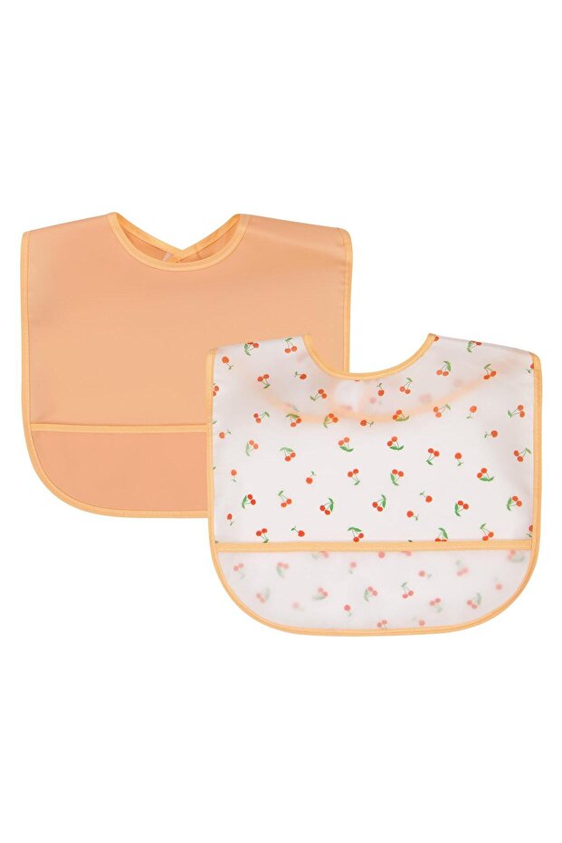 Cherry Printed 2-Piece Bib Set - Ecru