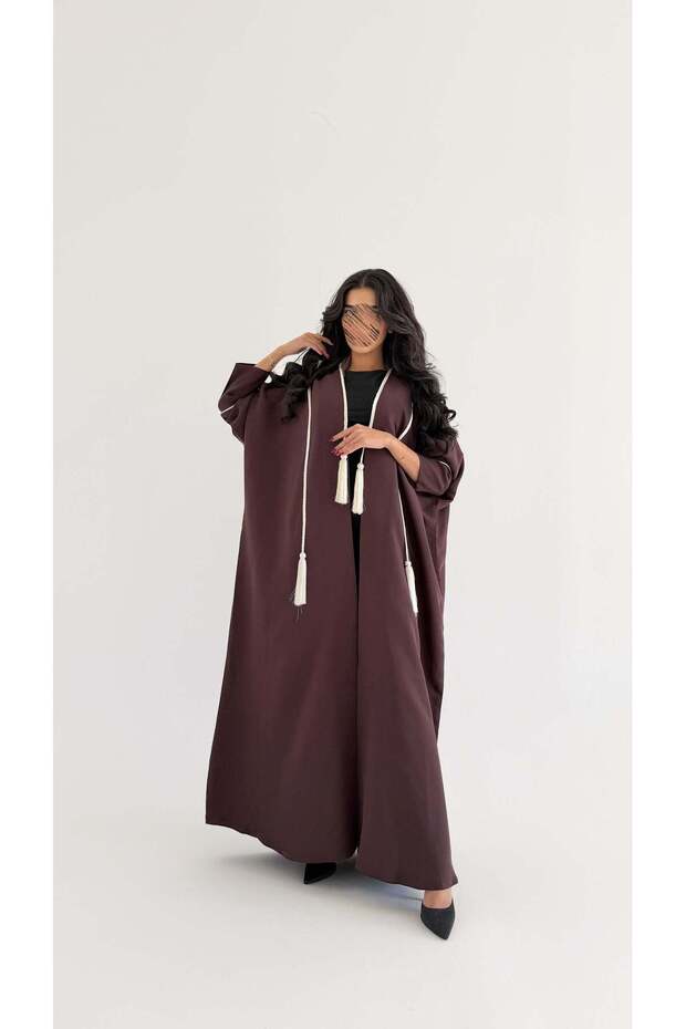 MWT1022 - عبايه كريب مع تدخيله دندوشة بيج
