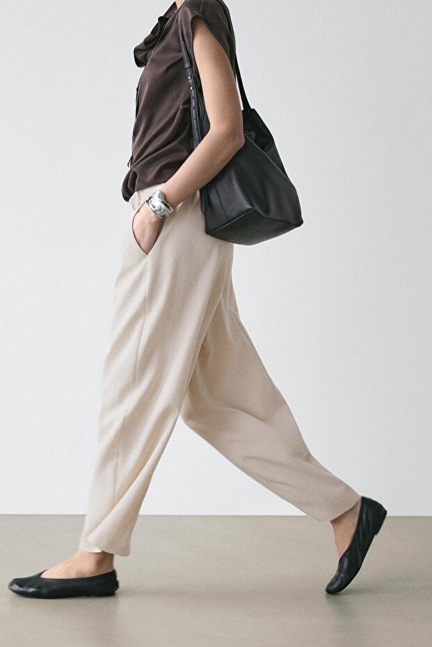 Elastik belli dökümlü pantolon - 2