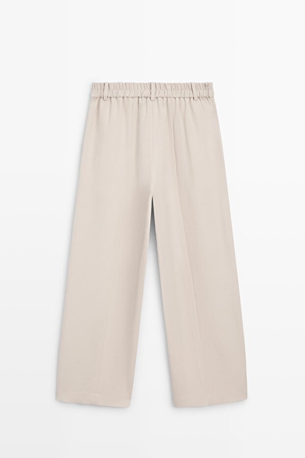 Elastik belli dökümlü pantolon - 8