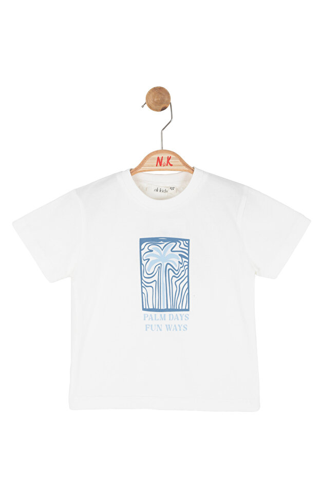 Baby Boy Palm Days Tshirt 1-4 Years Ecru-Blue